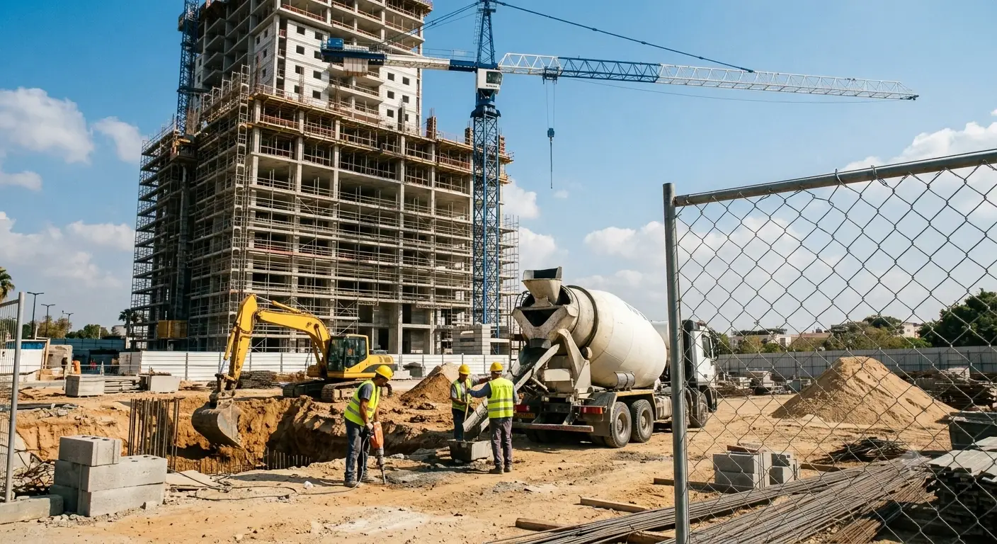אתר בנייה בו יכולים לקרות תאונות עבודה